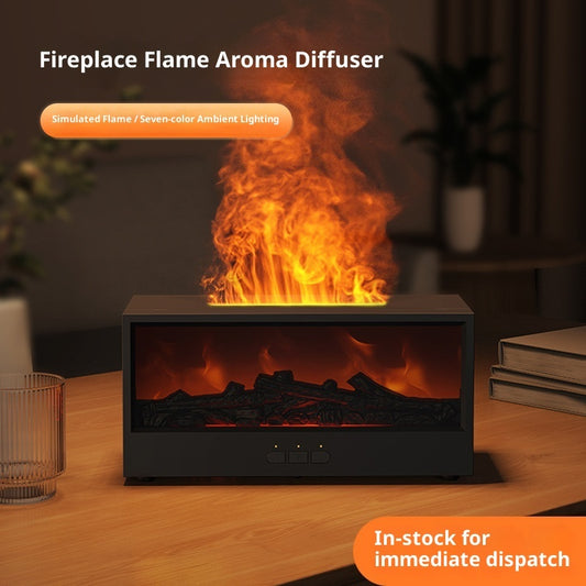 3D Fireplace Flame Aroma Diffuser, Desktop Home Remote Control Humidifier